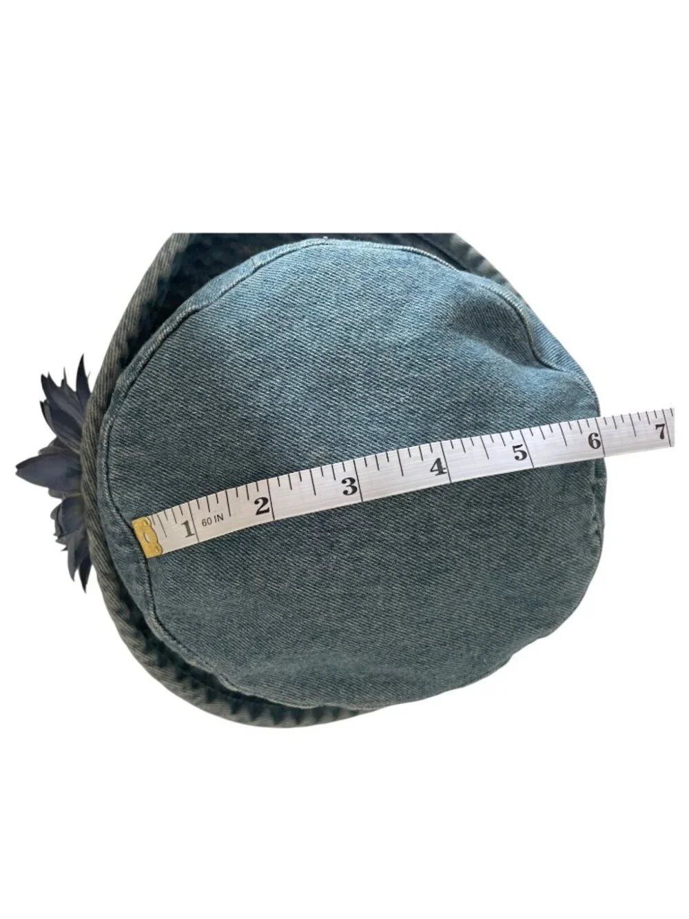 Vintage 90s Denim Bucket Hat w/ Blue Daisy Flower Accent, 100% Cotton - Picture 7 of 10